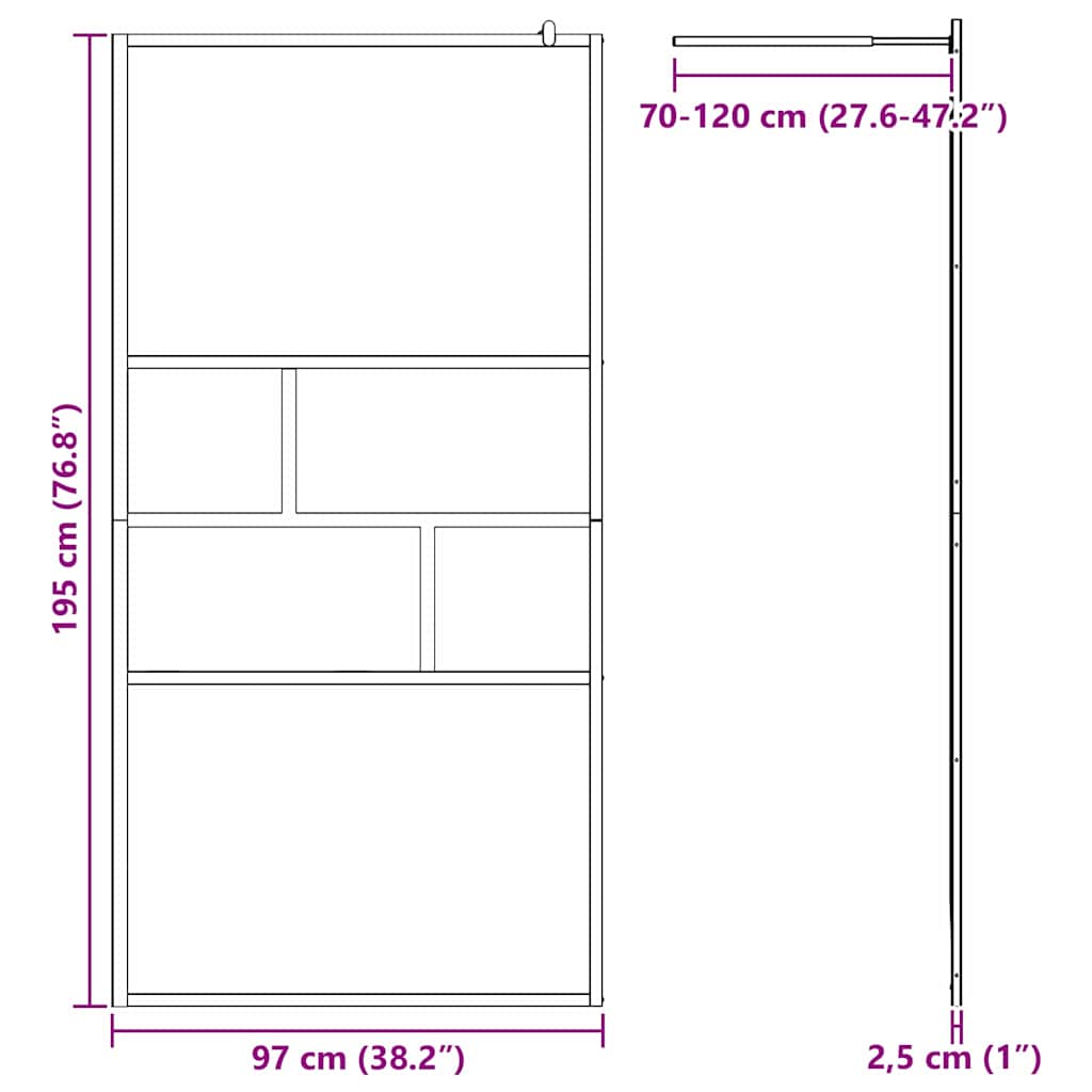 Inloopdouchewand 100 X 195 X 0,5 Cm Glas En Aluminium