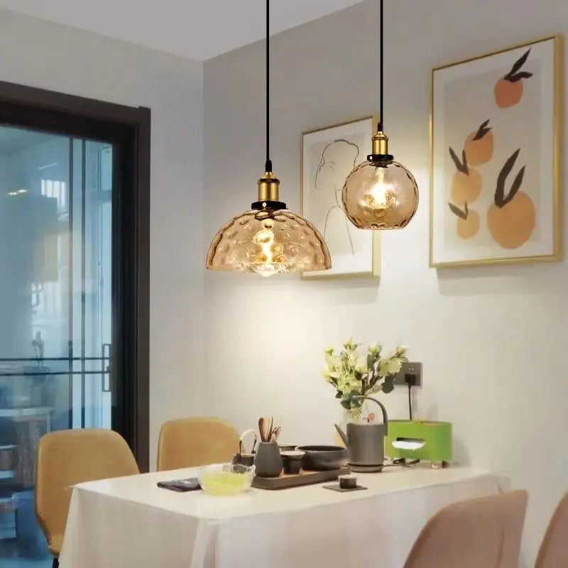 Nordic Vintage Glass Pendant Light for Restaurants & Cafes