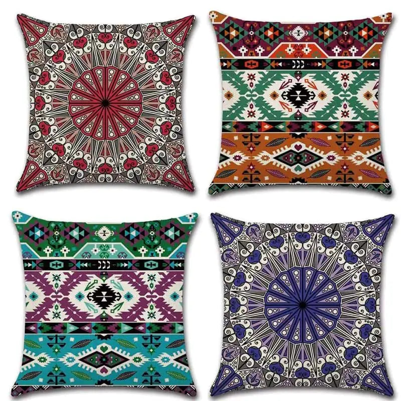 Set of 4 Decorative Cotton Linen Cushion Covers 18x18"