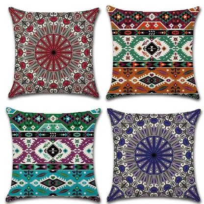 Set of 4 Decorative Cotton Linen Cushion Covers 18x18"